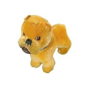 Vintage Steiff Miniature Plush Boxer Bulldog Dog 4 Inch Collectible With Blue Co